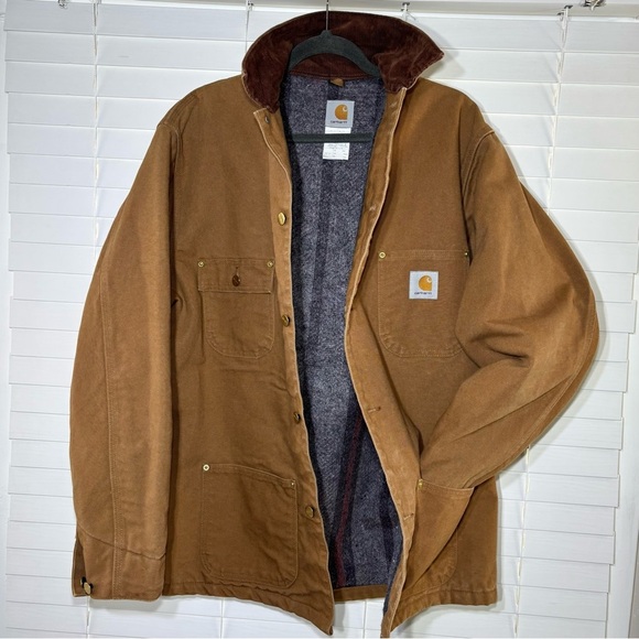 Carhartt Jacket Mens 46 Tall Chore Coat Blanket Lined Button Up Corduroy Work - Picture 1 of 9